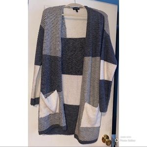 Grey and white Topshop cardigan